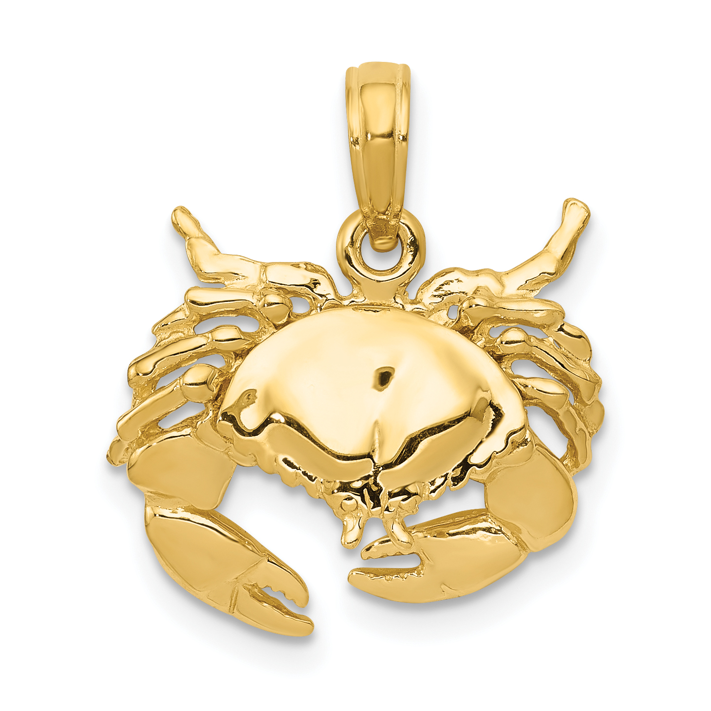 14k Polished Open-Backed Crab Pendant (C2512)
