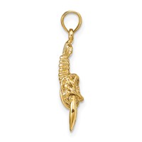 14K Yellow Gold Lobster Pendant with Moveable Claws view 2