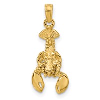 14K Yellow Gold Lobster Pendant with Moveable Claws view 3