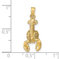 14K Yellow Gold Lobster Pendant with Moveable Claws view 4