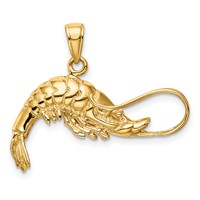 14K Polished 3-D Shrimp Pendant view 4