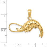 14K Polished 3-D Shrimp Pendant view 3