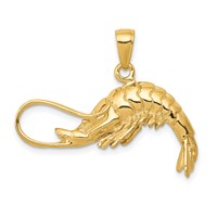 14K Polished 3-D Shrimp Pendant view 1