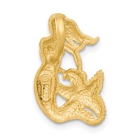 14K Yellow Gold Satin Diamond-cut Open-Backed Mermaid Omega Slide view 3