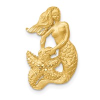 14K Yellow Gold Satin Diamond-cut Open-Backed Mermaid Omega Slide view 1