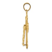 14K Yellow Gold Inri Fleur De Lis Crucifix Pendant view 2