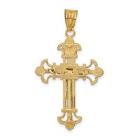 14K Yellow Gold Inri Fleur De Lis Crucifix Pendant view 4