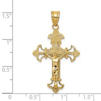 14K Yellow Gold Inri Fleur De Lis Crucifix Pendant view 3