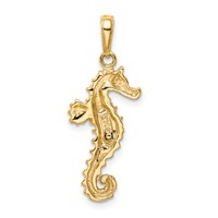 14K Yellow Gold Polished Open-Backed Seahorse Pendant view 4