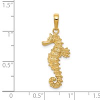 14K Yellow Gold Polished Open-Backed Seahorse Pendant view 3