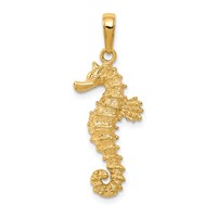 14K Yellow Gold Polished Open-Backed Seahorse Pendant view 1