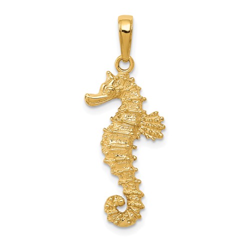14K Yellow Gold Polished Open-Backed Seahorse Pendant
