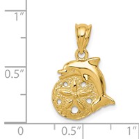 14K Yellow Gold Dolphin and Sanddollar Charm view 4