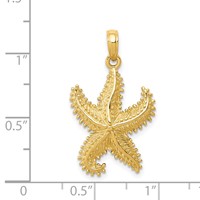 14K Polished Open-Backed Starfish Pendant view 4