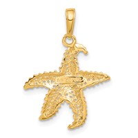 14K Yellow Gold Polished Open-Backed Starfish Pendant view 3