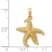 14K Yellow Gold Polished Open-Backed Starfish Pendant view 4