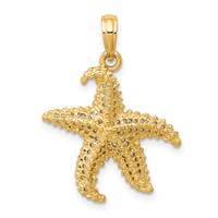 14K Yellow Gold Polished Open-Backed Starfish Pendant view 1