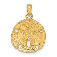 14K Yellow Gold Polished Sand Dollar Pendant view 3