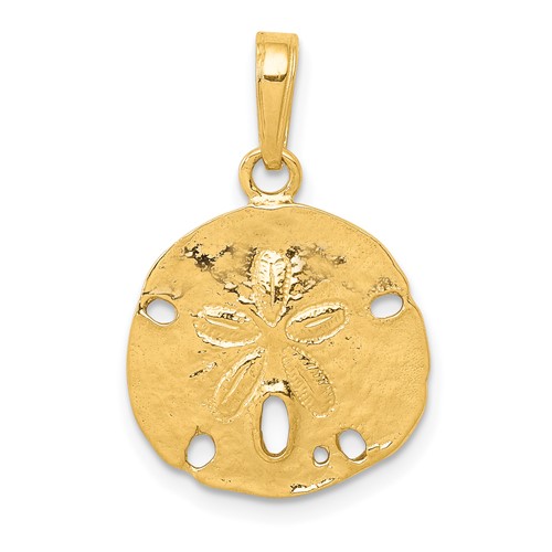 14K Yellow Gold Polished Sand Dollar Pendant