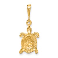 14K Yellow Gold Solid Polished Open-Backed Sea Turtle Charm view 3