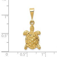 14K Yellow Gold Solid Polished Open-Backed Sea Turtle Charm view 4