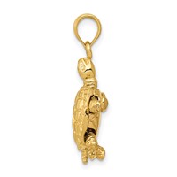 14K Solid Polished 3-D Turtle with Moveable Head and Legs Pendant view 2