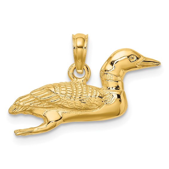 14k Solid Polished 3-D Mallard Charm