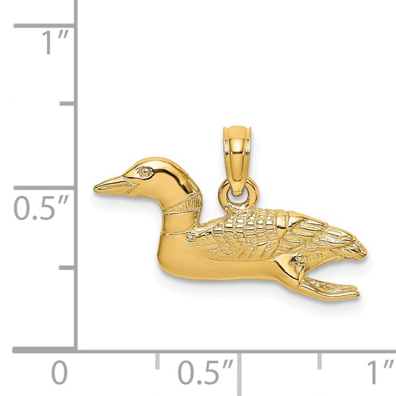 14k Solid Polished 3-D Mallard Charm