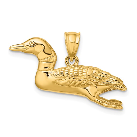 14k Solid Polished 3-Dimensional Mallard Charm