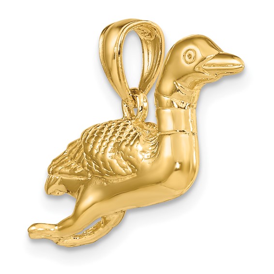 14k Solid Polished 3-Dimensional Mallard Charm