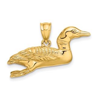 14k Solid Polished 3-Dimensional Mallard Charm