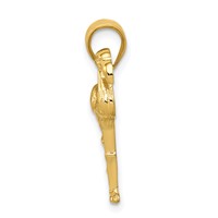 14K Yellow Gold Solid Polished Open-Backed Flamingo Pendant view 2