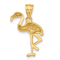 14K Yellow Gold Solid Polished Open-Backed Flamingo Pendant view 3