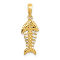 14K Polished 3-D Fish Bone Pendant view 3