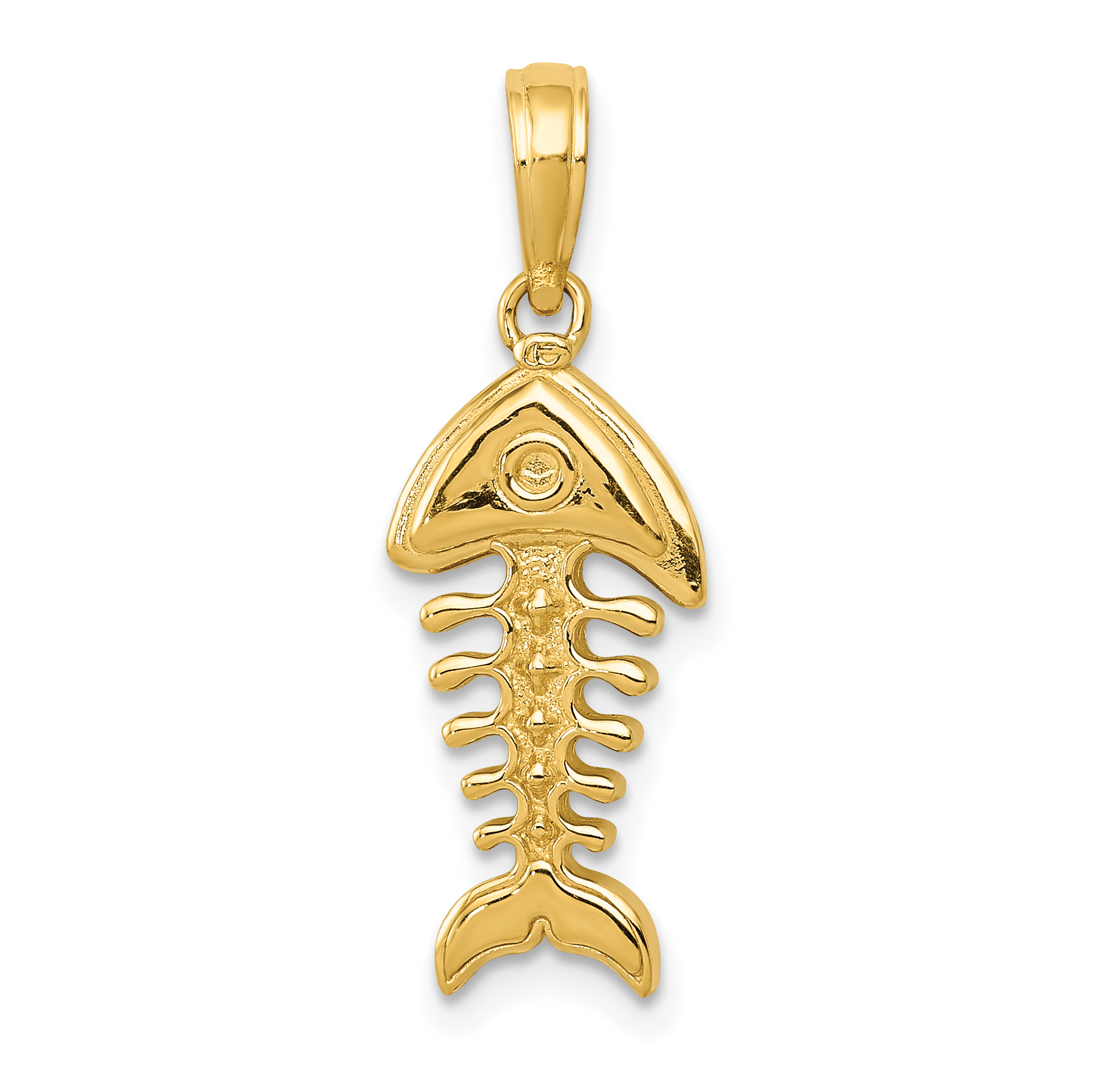 14K Polished 3-D Fish Bone Pendant (C2567)