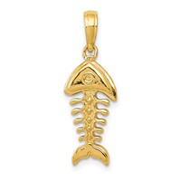 14K Polished 3-D Fish Bone Pendant view 1