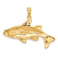 14K Yellow Gold Polished Open-Backed Snook Redfish Pendant view 3