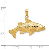 14K Yellow Gold Polished Open-Backed Snook Redfish Pendant view 4