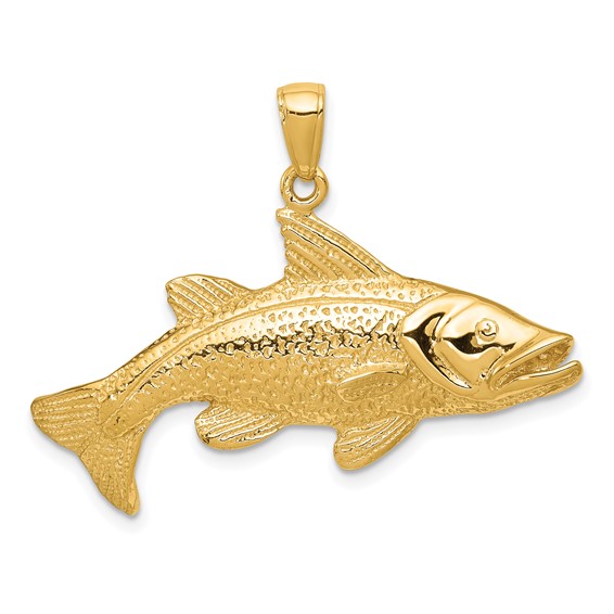 14k Polished Open-Backed Snook Redfish Pendant