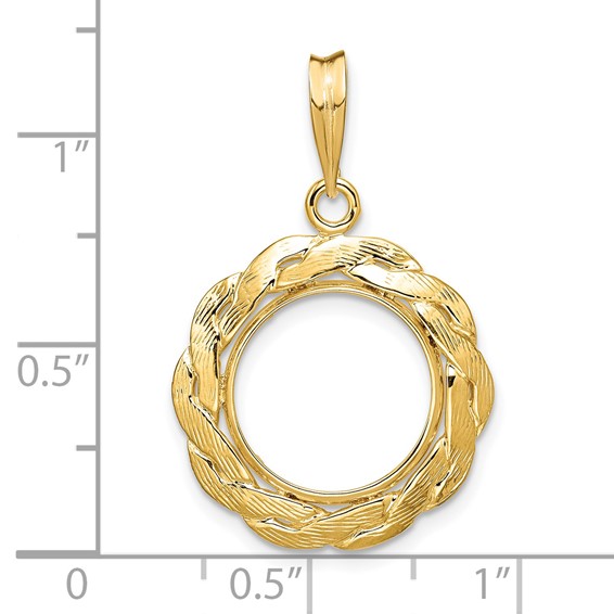 14ky Braided Prong Coin Bezel Pendant                                 