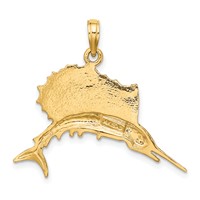 14K Yellow Gold Polished Sailfish Pendant view 3
