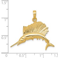 14K Yellow Gold Polished Sailfish Pendant view 4