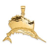 14K Yellow Gold Polished Sailfish Pendant view 3