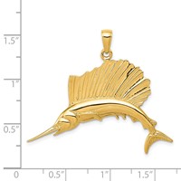 14K Yellow Gold Polished Sailfish Pendant view 4