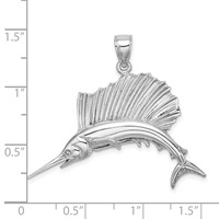 14K White Gold Polished Sailfish Charm view 3
