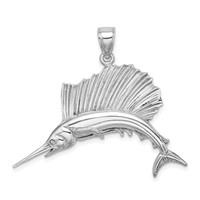 14K White Gold Polished Sailfish Charm view 1
