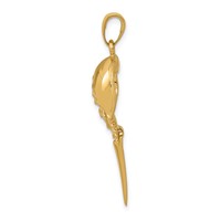 14K Yellow Gold Polished Horseshoe Crab Pendant with Moveable Tail view 2