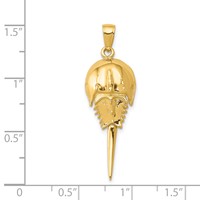 14K Yellow Gold Polished Horseshoe Crab Pendant with Moveable Tail view 3