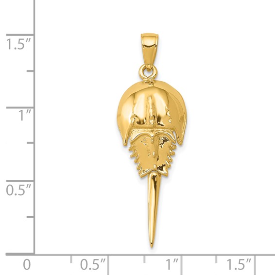 14k Polished Horseshoe Crab with Moveable Tail Pendant