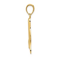 14K Yellow Gold Solid Polished Large Whale Tail Pendant view 2